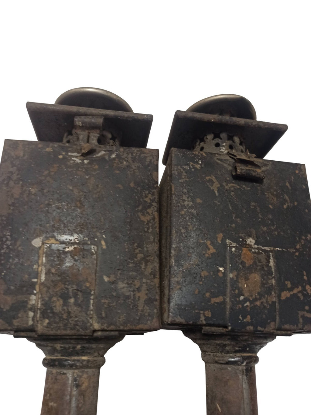 Lanternes anciennes hippomobile vintage, lot de 2 lampes rétro déco