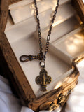 Collier religieux ancien métal, médaille Vierge, style début XXe vintage