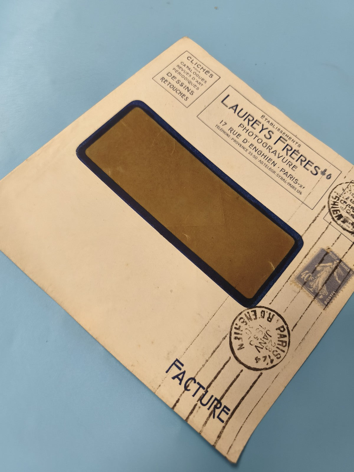 Ancienne enveloppe oblitérée Laureys frères Paris timbre 40c philatélie collecti