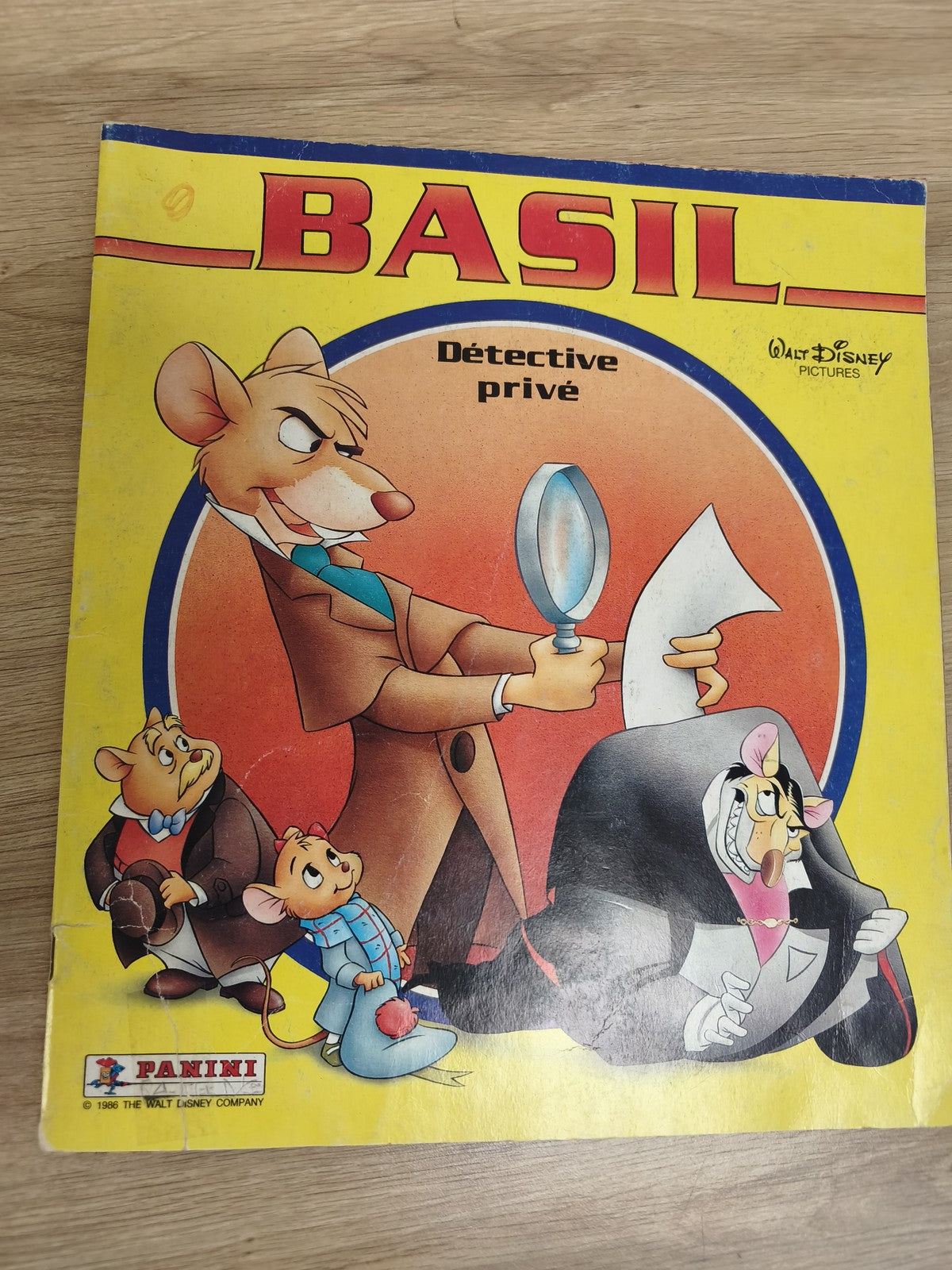 Vintage album Panini Basil Détective privé Disney 1986 incomplet collection