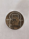 Broche ancienne vintage damas gravée main, portrait femme, bijou rétro collectio