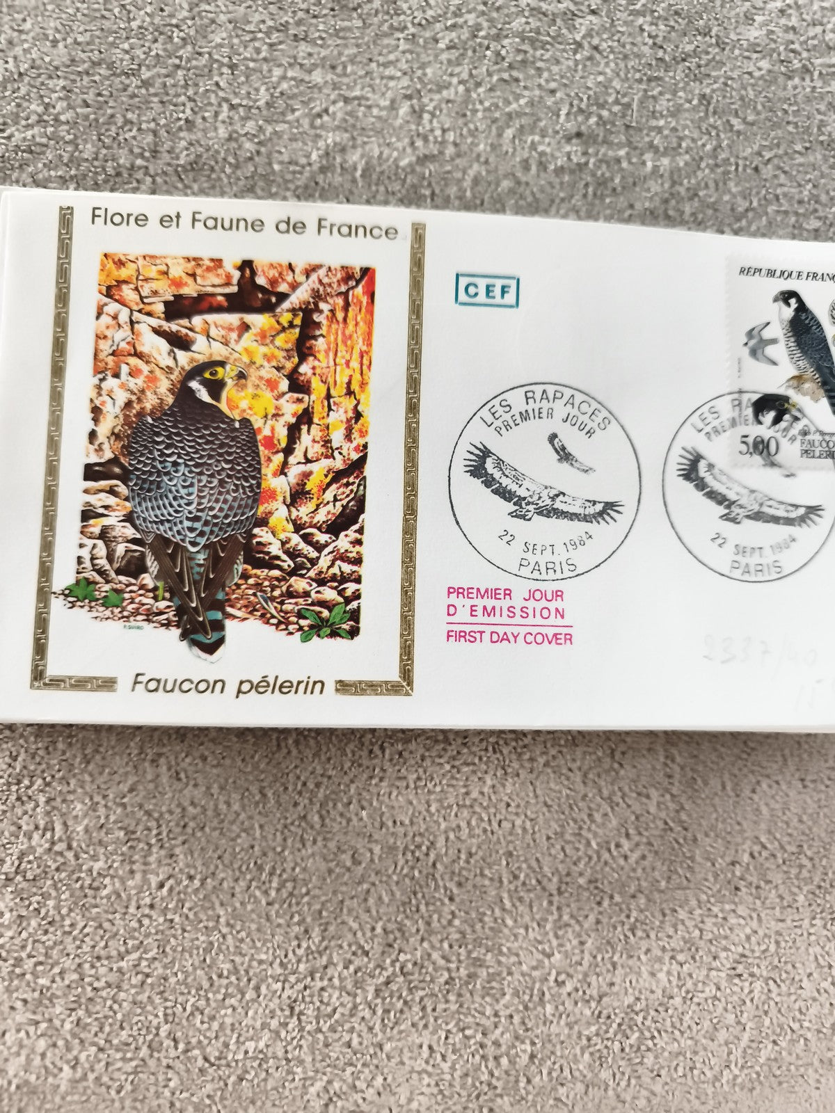 Lettre Premier Jour Faucon pèlerin 1984 CEF Flore Faune France FDC ancien philat