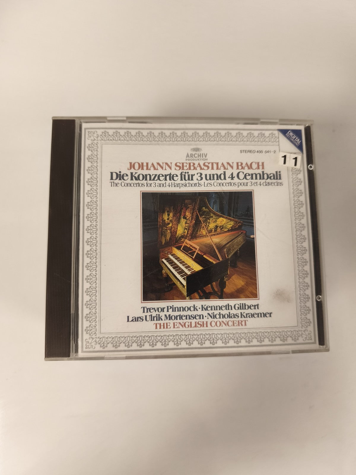 CD Bach Concertos 3 & 4 clavecins Pinnock Gilbert Mortensen Archiv Produktion