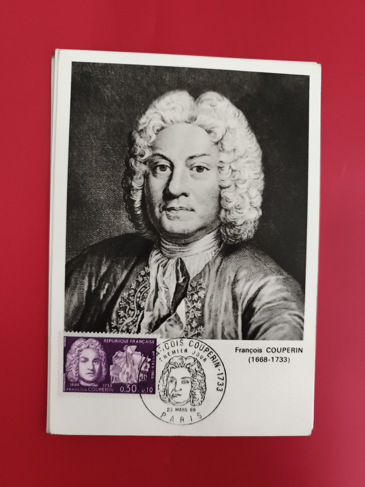Carte FDC François Couperin 1968 timbre 0,30 FR philatélie Paris musique (Ref 1)