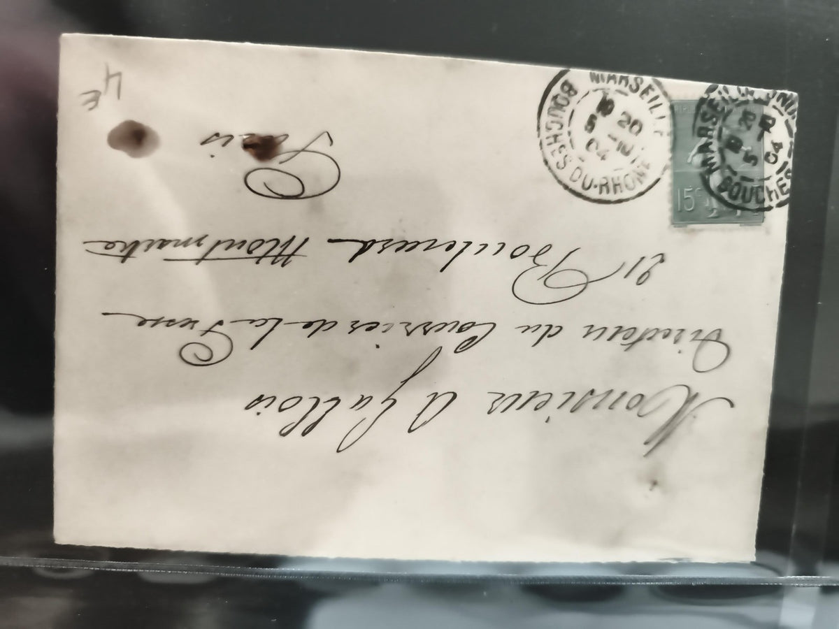 Lettre ancienne avec timbre 15c vert oblitéré Marseille XIXe philatélie