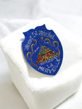 Écusson brodé vintage Mont St Michel bleu, patch rétro France "La Merveille"