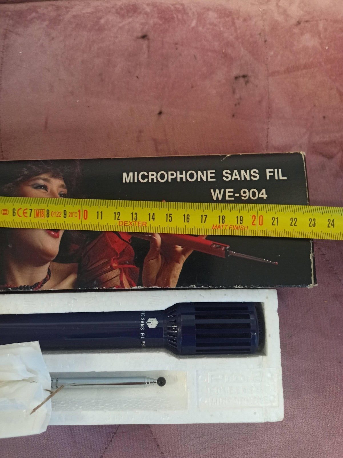 Microphone sans fil vintage ERS WE-904 bleu, micro rétro ancien audio rare