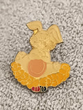 Pin's vintage lapin doré œuf de Pâques émaillé broche badge rétro (Ref 3)