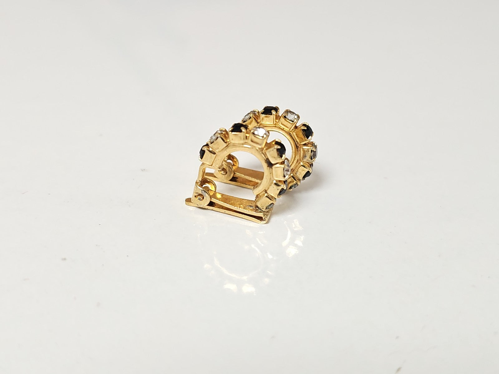 Pair of vintage earrings, old retro jewelry for collector