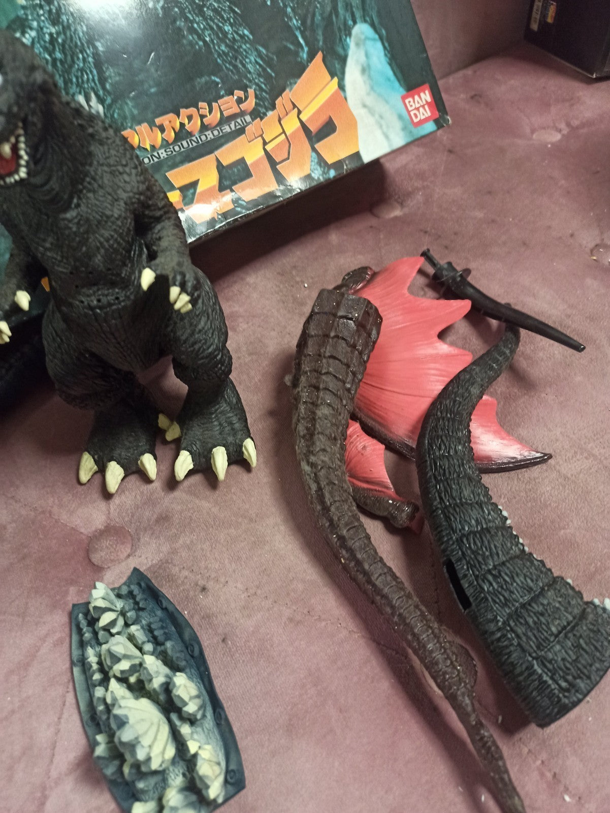 Figurines Godzilla Bandai Japon vintage – lot Kaiju Real Action Figure avec boît