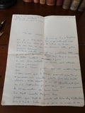 Lettre manuscrite ancienne 1947 post-WW2 à sa mère bleu vintage papier