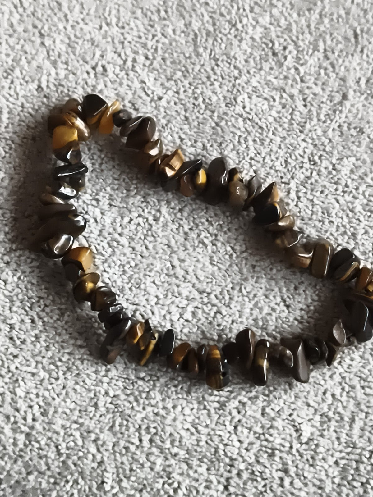 Bracelet pierres naturelles œil de tigre marron élastique chips fantaisie