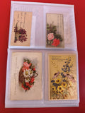 Lot de cartes de v?ux anciennes vintage fleurs ? Collection rétro, illustrations