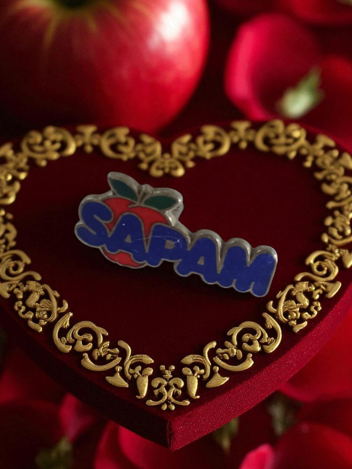 Pin's publicitaire SAPAM vintage années 80 logo pomme rétro