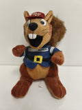 Peluche écureuil vintage Martigues 70e casquette rouge ancien doudou