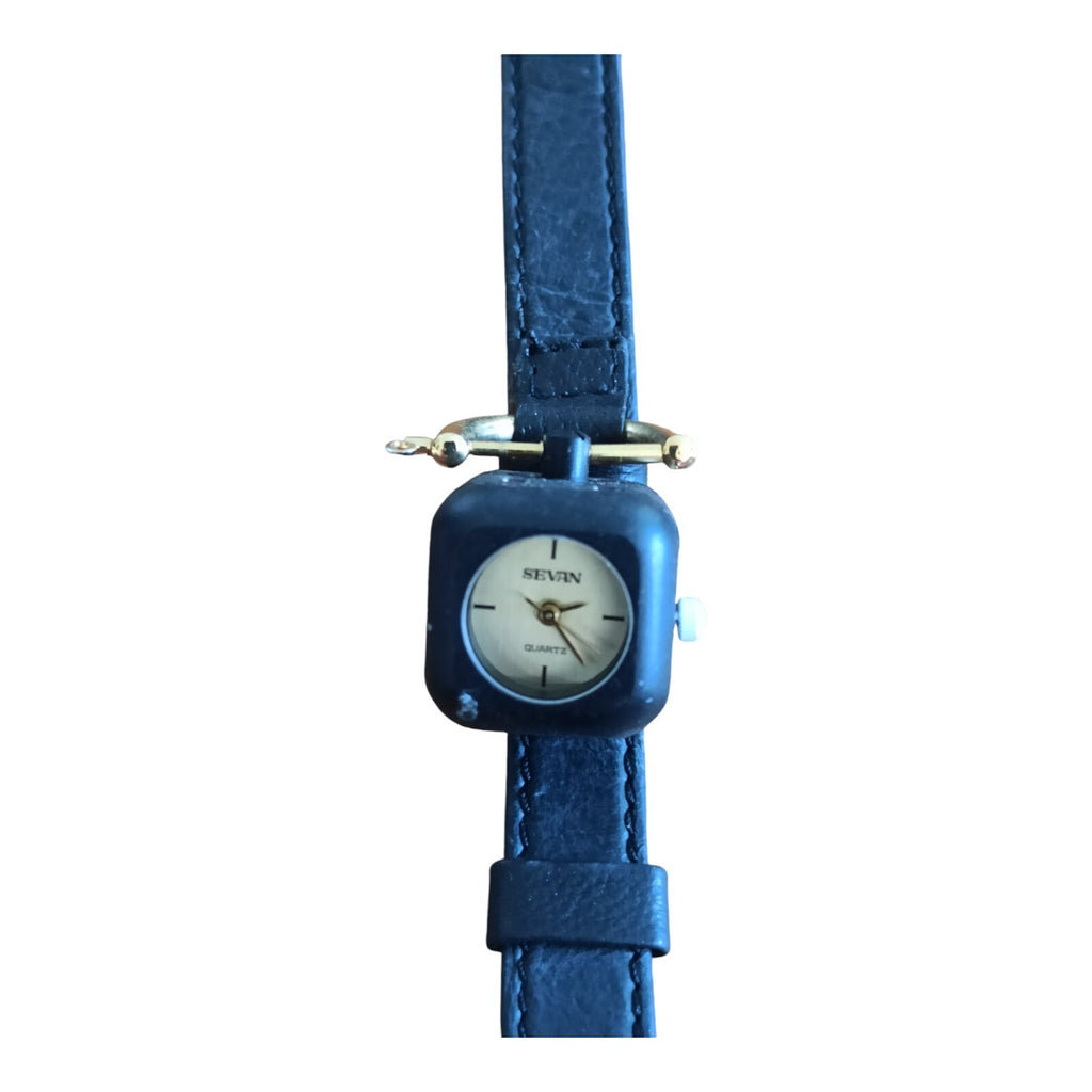 Montre Sevan Dé Quartz vintage noire collector, cadran fantaisie rare