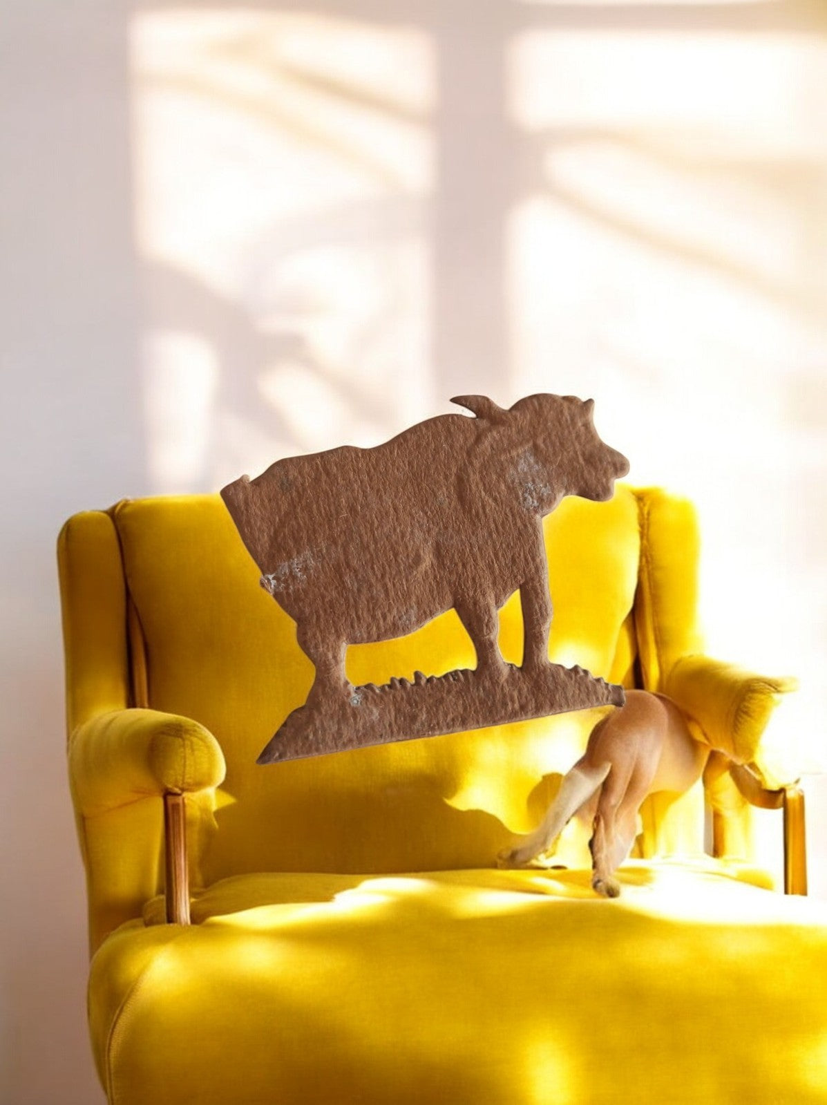 Silhouette ancienne vache école, chromo animalier vintage, déco rétro