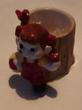 Tasse figurine Peko Chan décor tronc et oiseau style rétro japonais