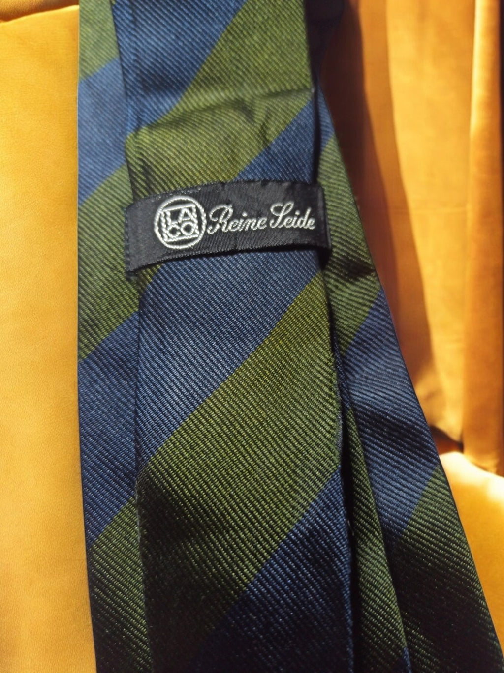 Cravate vintage Reine Leide rayures bleu vert élégance rétro homme