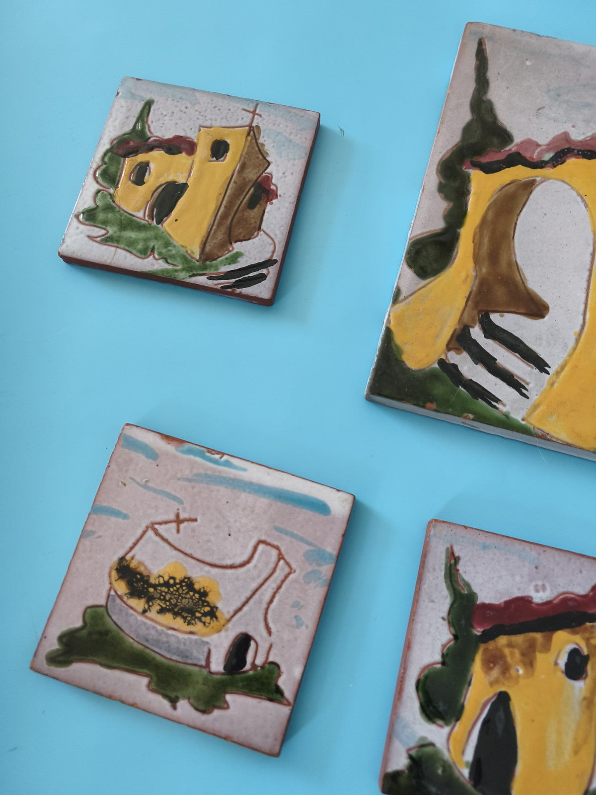 Lot ancien de carreaux céramique signés Aubagne vintage déco rétro collection