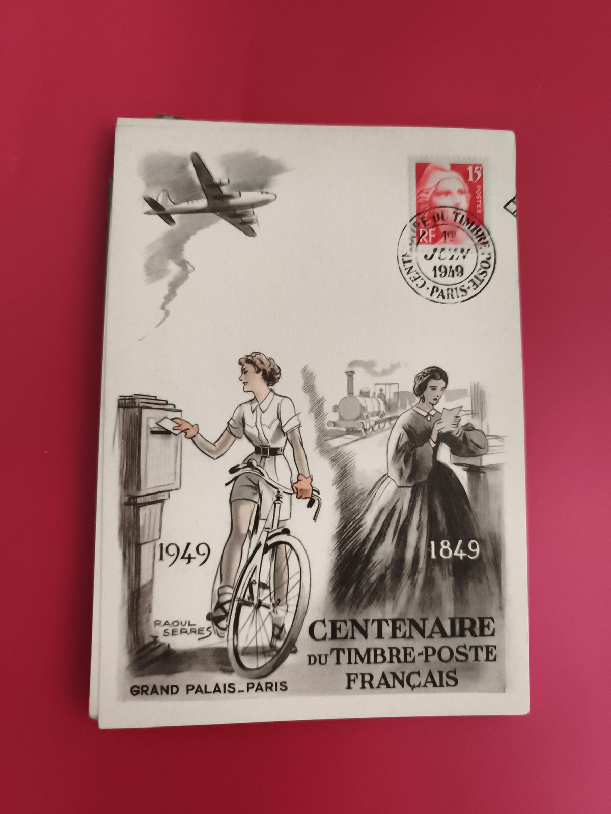 Carte philatélique Centenaire timbre-poste France 1949 Grand Palais oblitérée