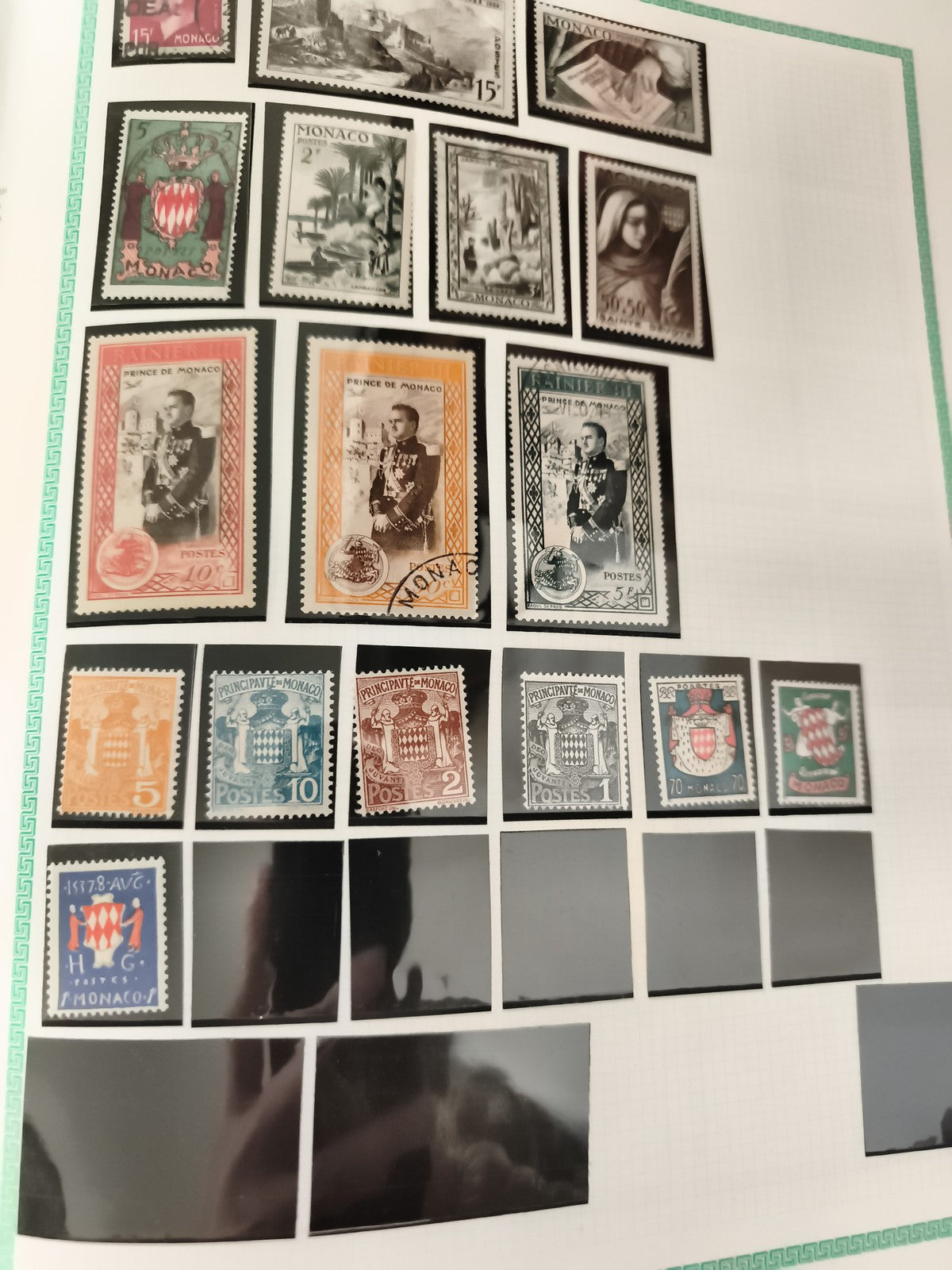 Timbres Monaco anciens, blasons, Prince, poste, lot philatélie, séries Monaco