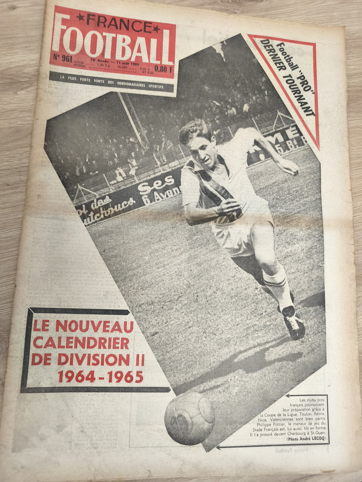 Ancien journal France Football 1964 OM Division 2 vintage Marseille