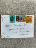 Lettre affranchie Algérie 3 timbres illustrés – par avion, philatélie France