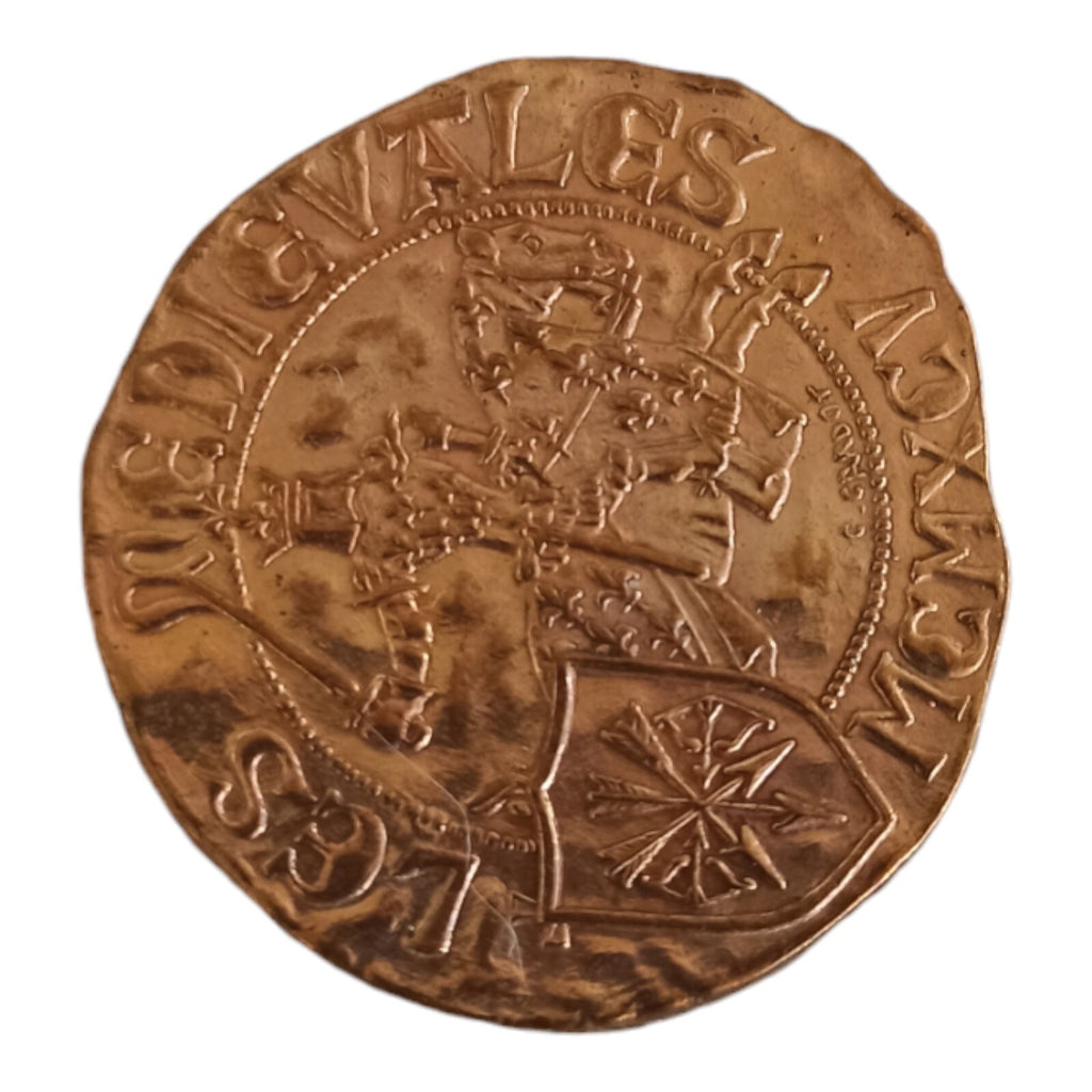 Médaille Festival Médiéval Les Arcs Var années 1990 aspect doré blason chevalier