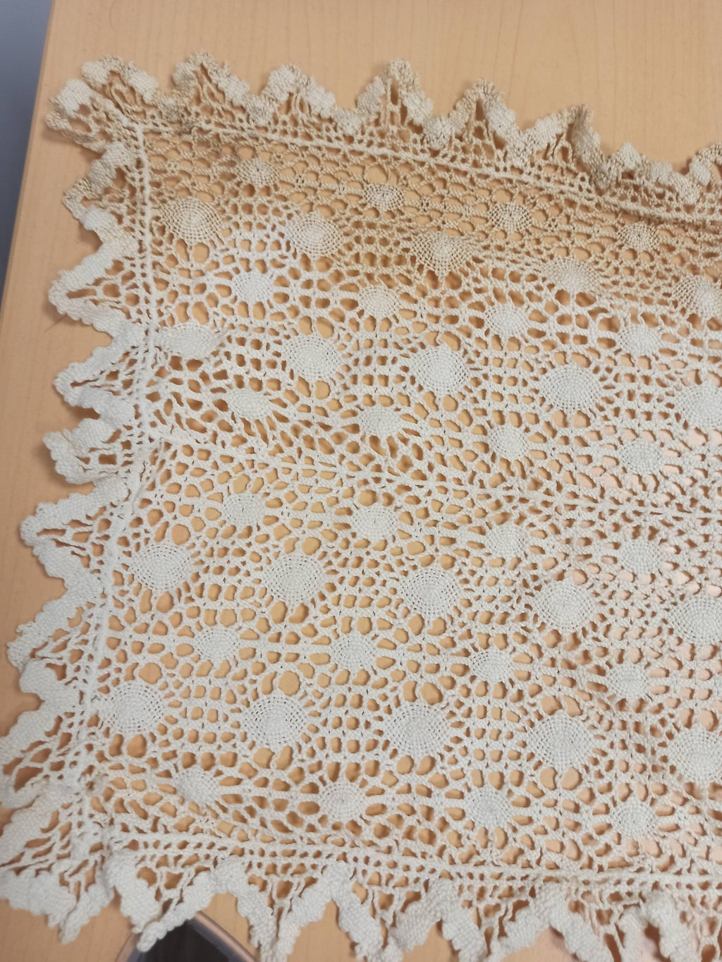 Set linge de table ancien XIXe brodé dentelle crochet vintage rare d?occasion