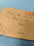 Ancienne enveloppe oblitérée début XXe, timbres 25c, philatélie collection