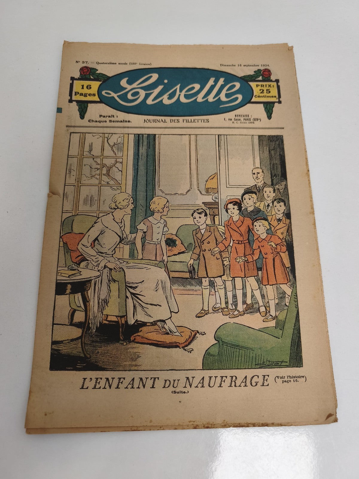 Ancien journal Lisette 1934 illustré, Journal des fillettes, vintage BD jeunesse