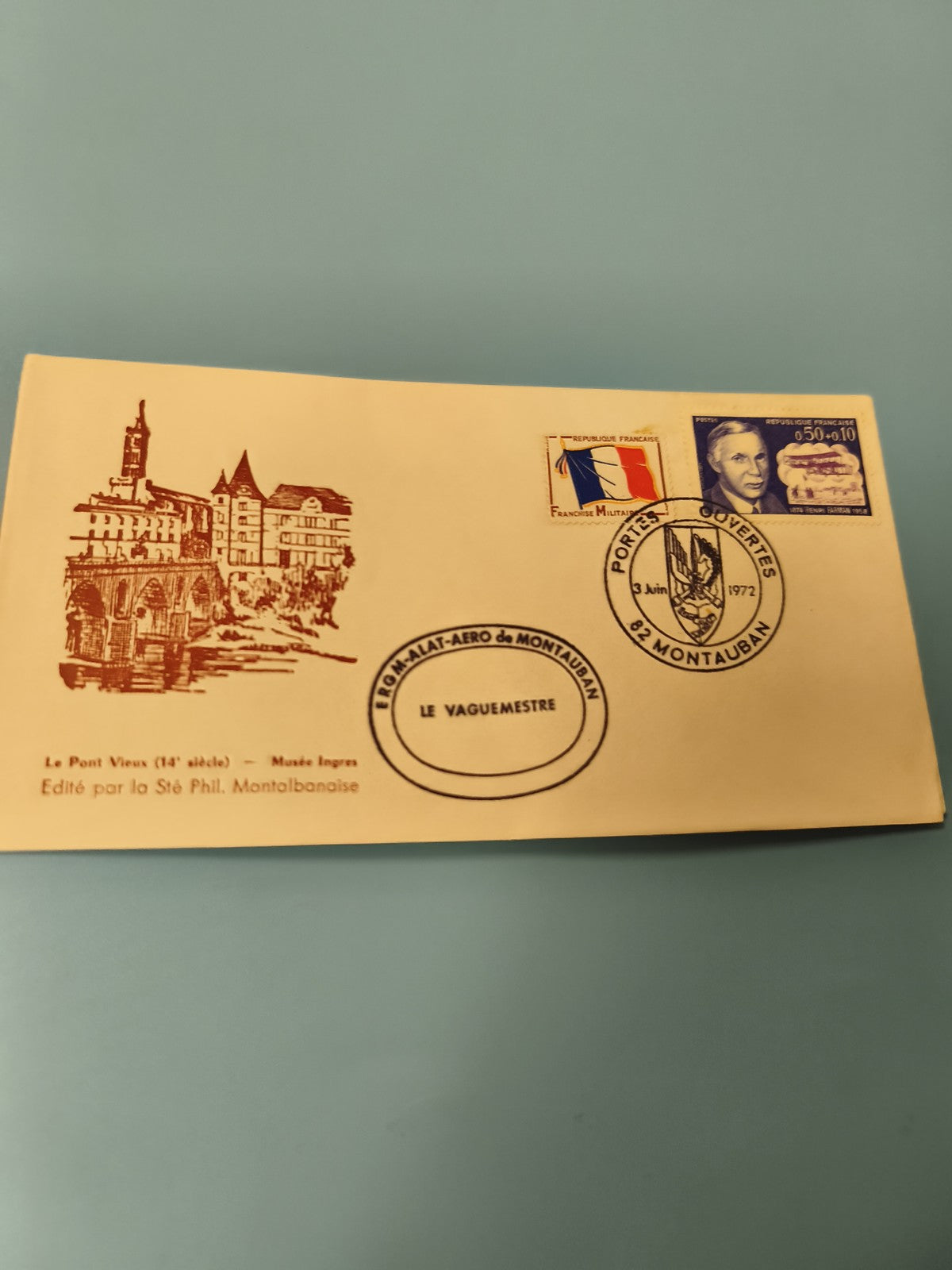 Enveloppe FDC premier jour France Montauban 1972 timbres et cachets visibles