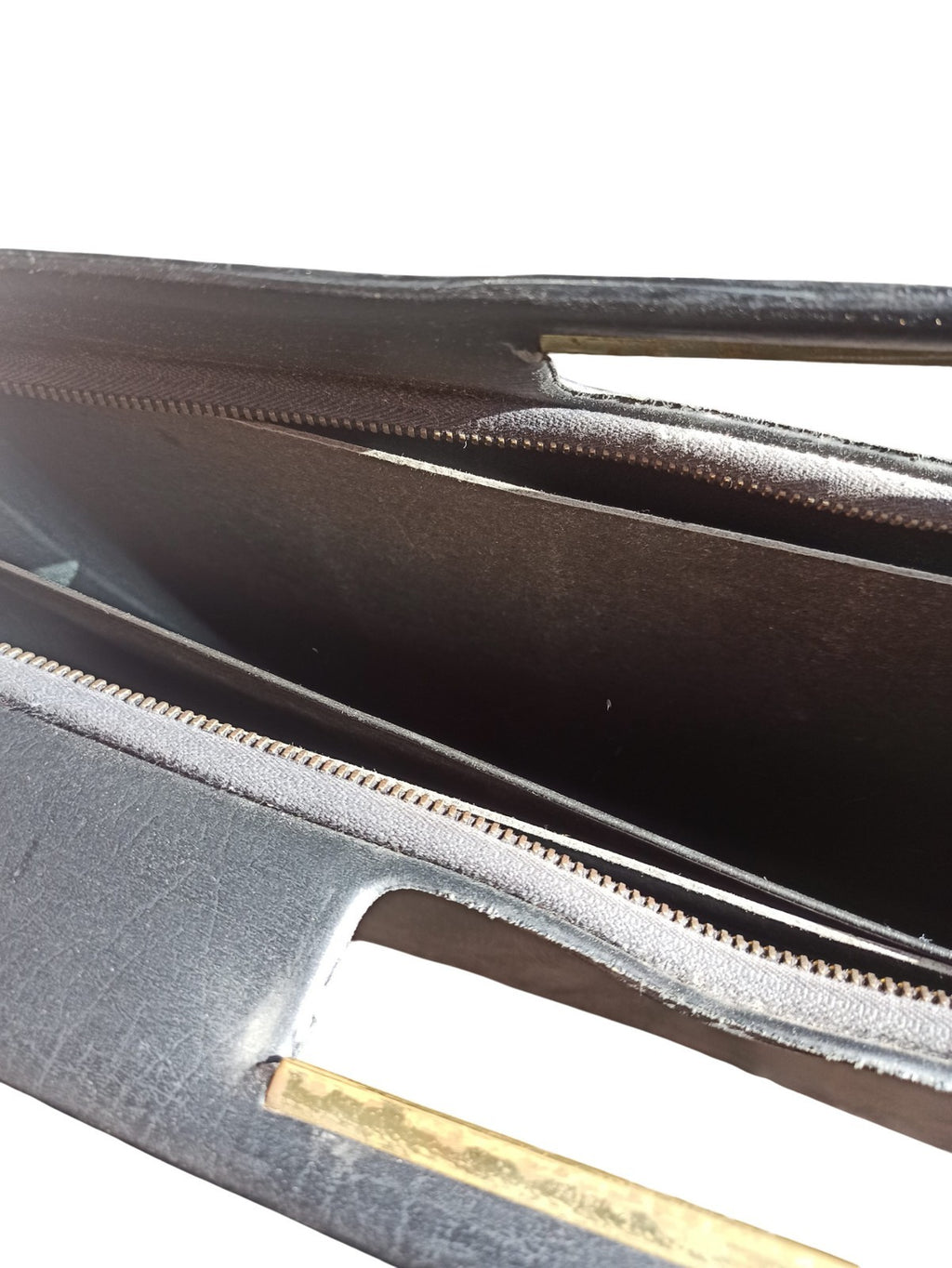 Sacoche porte-documents vintage cuir noir rétro, poignée métal, accessoire ancie