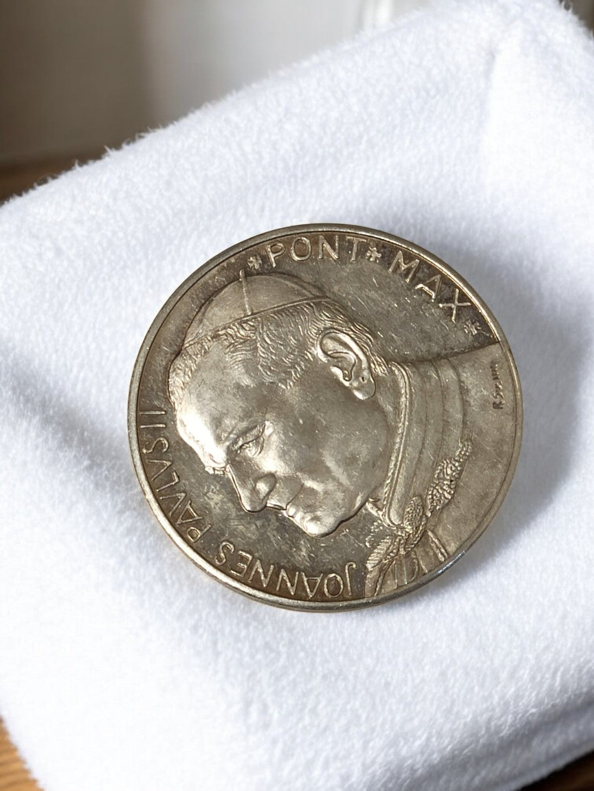 Médaille ancienne pape Jean-Paul II PONT MAX, objet religieux vintage rétro