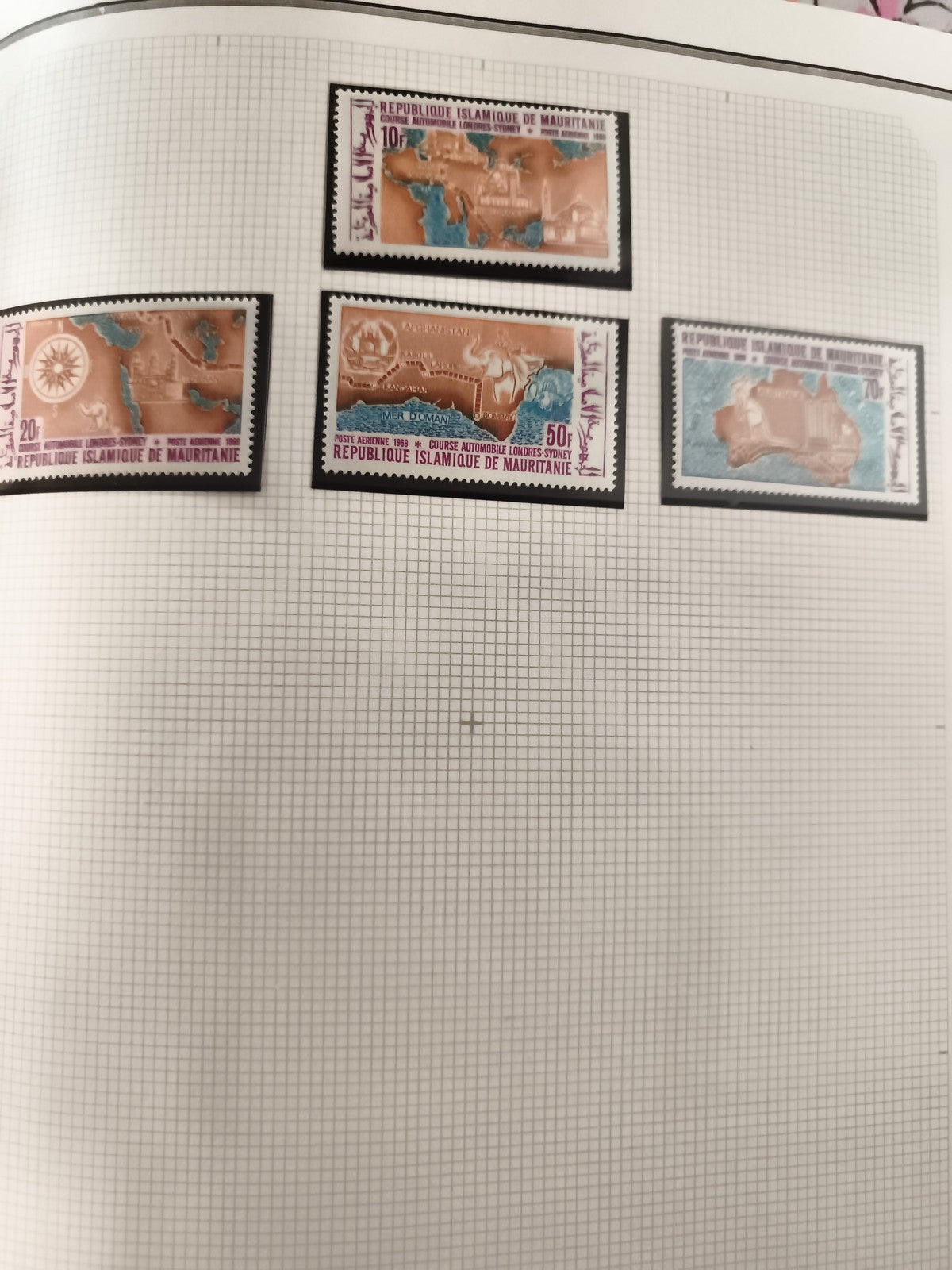 Timbres anciens Mauritanie neufs Course Londres Sydney 1968 série x4 philatélie