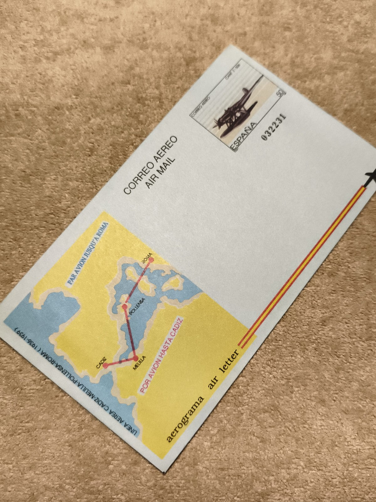 Aérogramme Espagne Correo Aereo avion 1983 philatélie air mail (Ref 27)