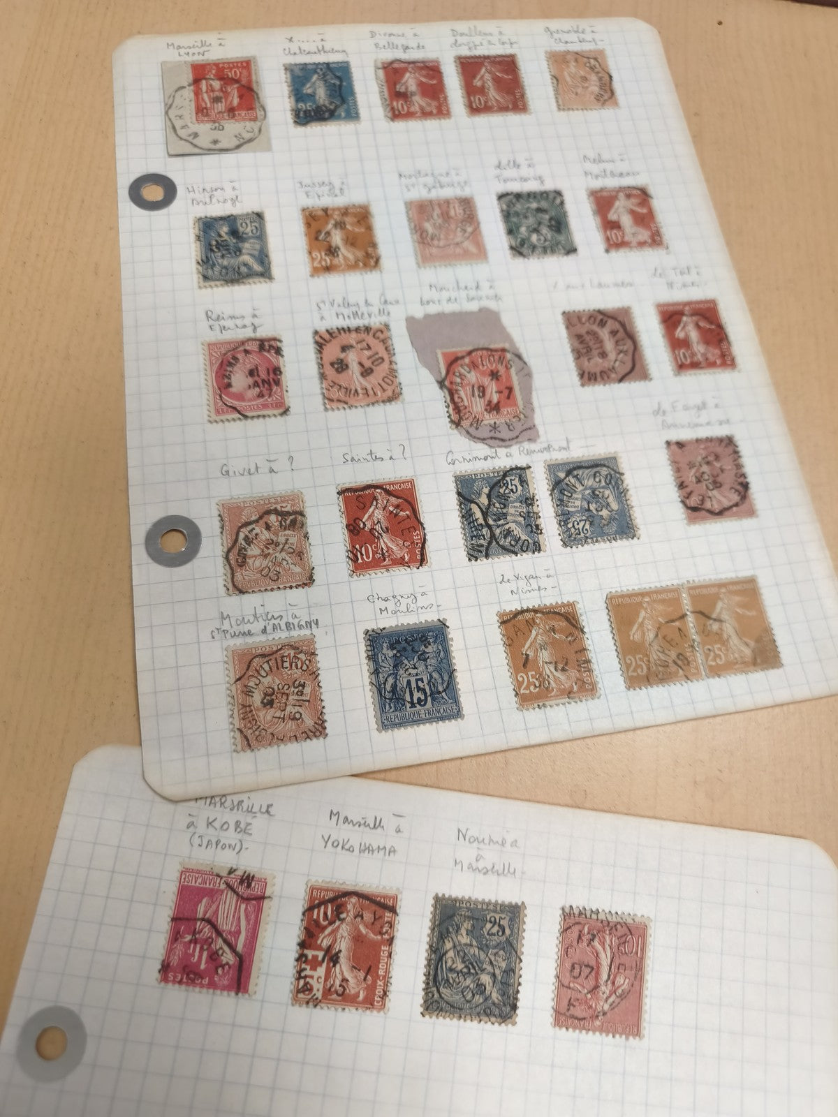 Lot timbres oblitérés France Semeuse type Sage couleurs variées philatélie