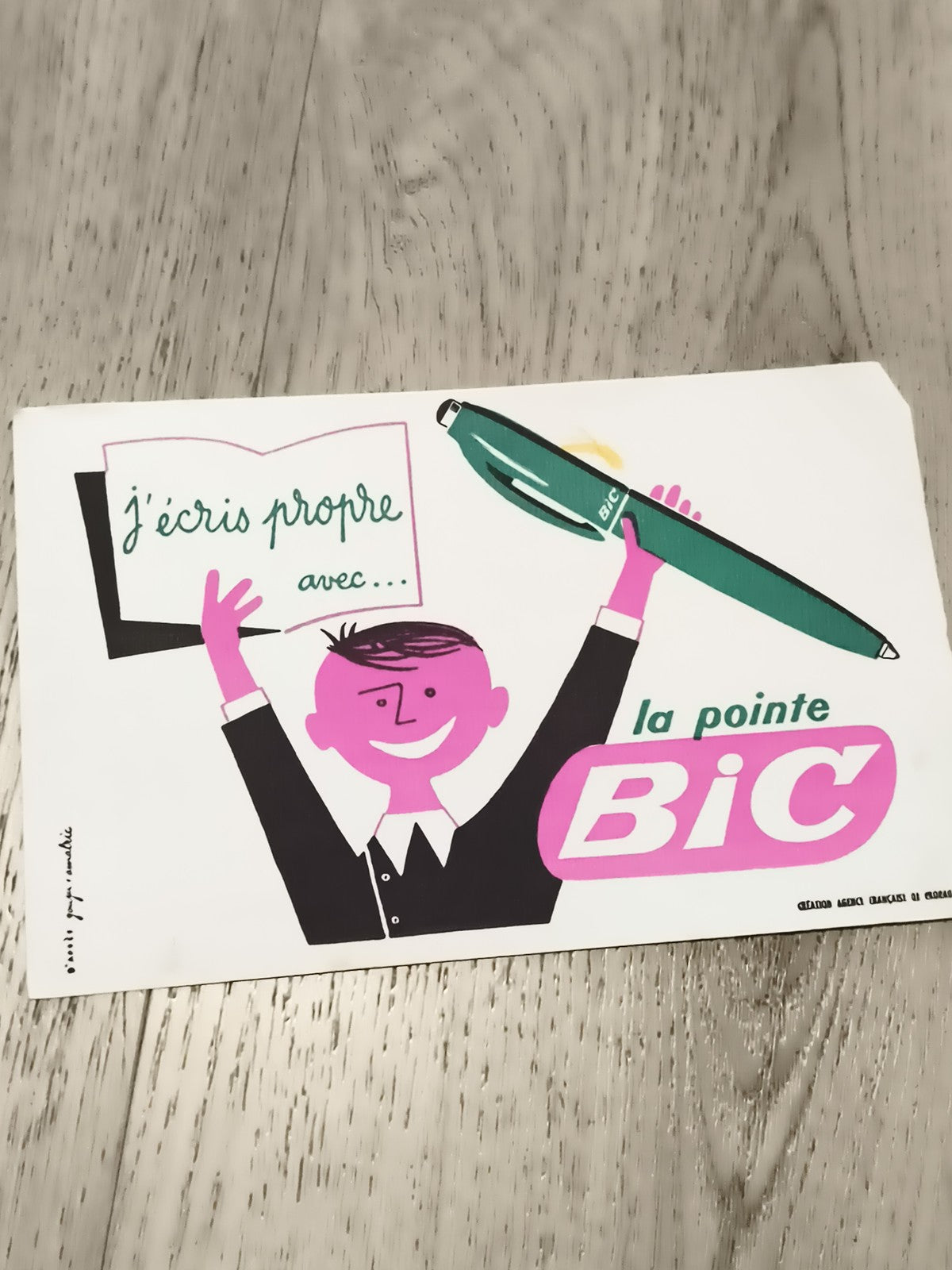 Publicité ancienne BIC affiche vintage stylo illustration années 60 70
