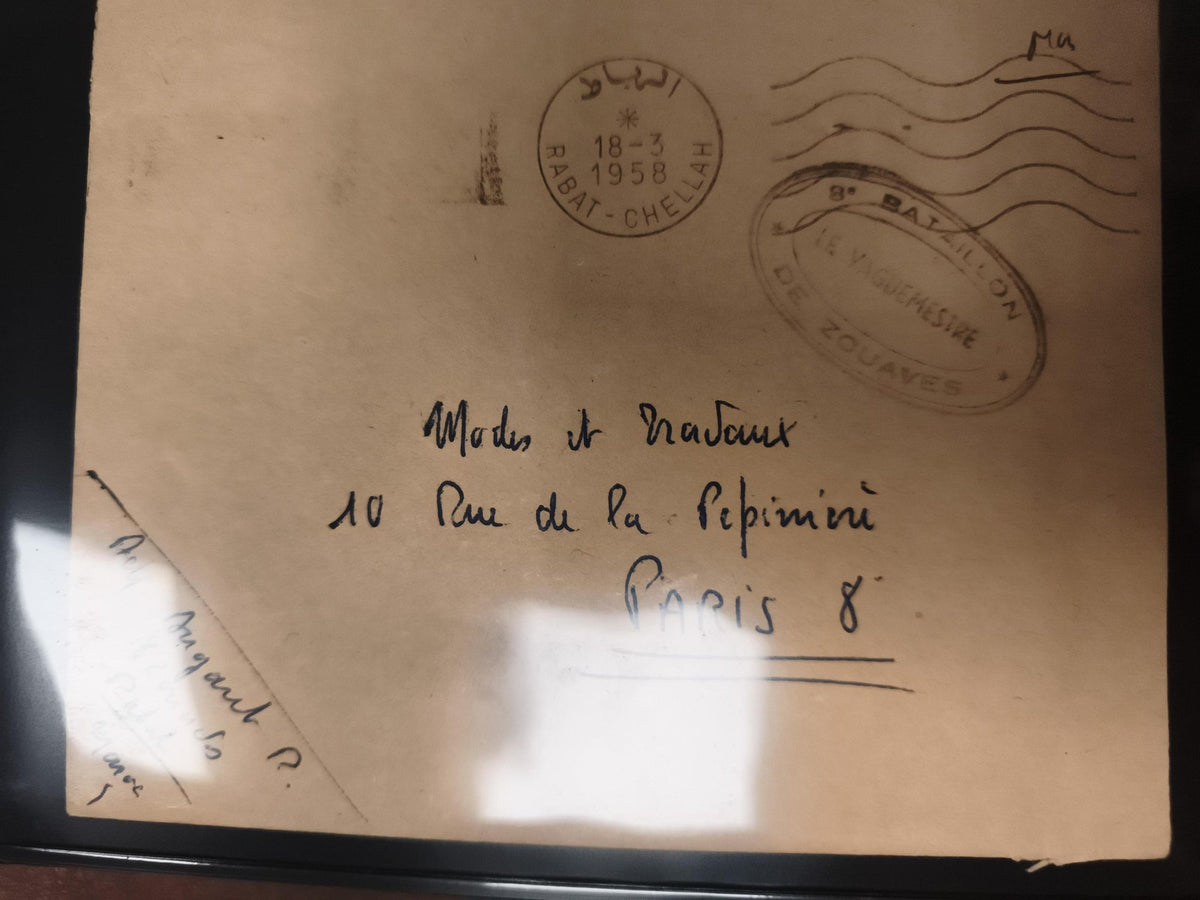 Lettre oblitérée Maroc 1958 Rabat-Chellah 8e Bataillon Zouaves philatélie Paris
