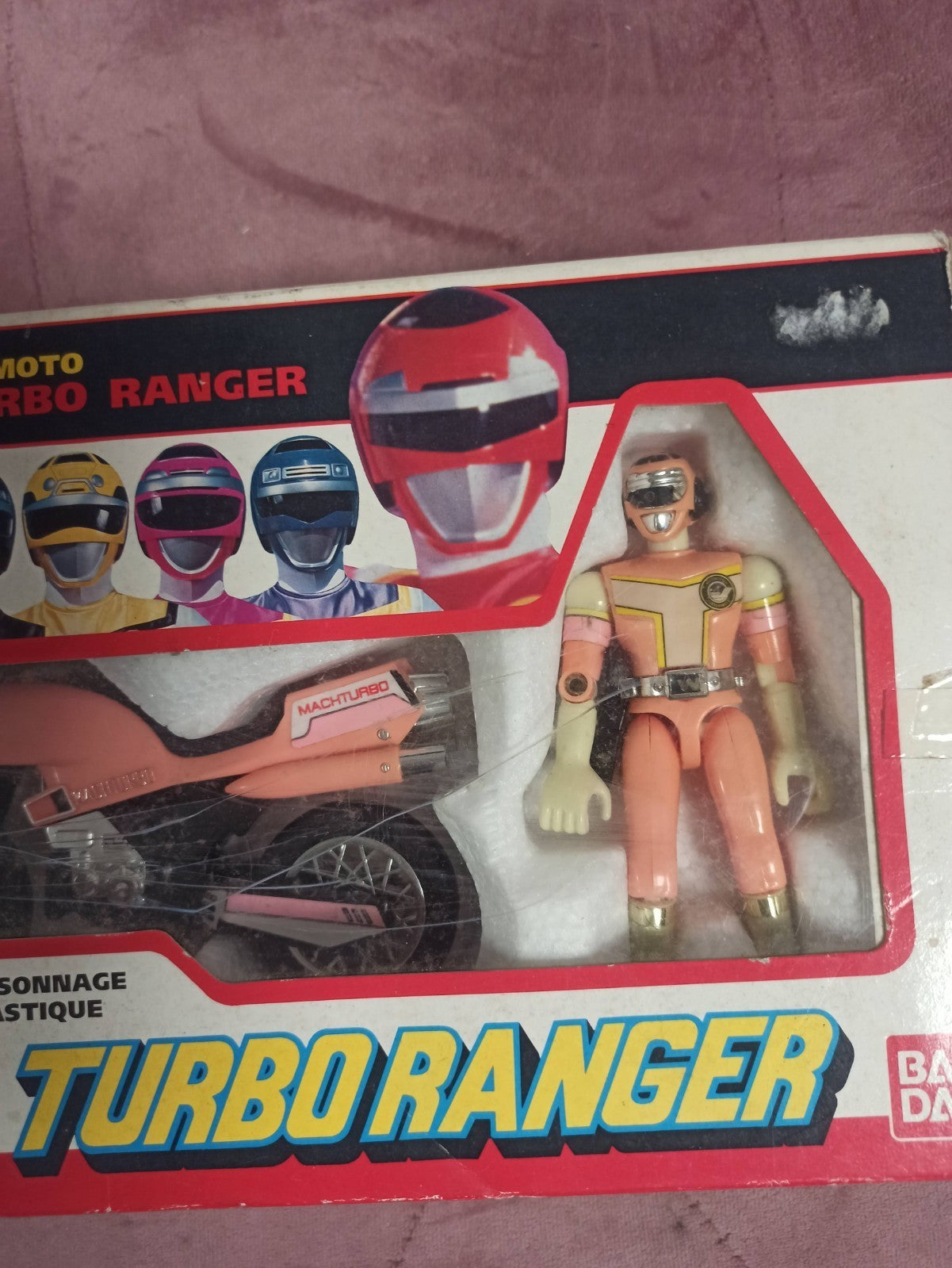 Vintage Bandai Turbo Ranger Moto Rose + Figurine 1989 France Sentai