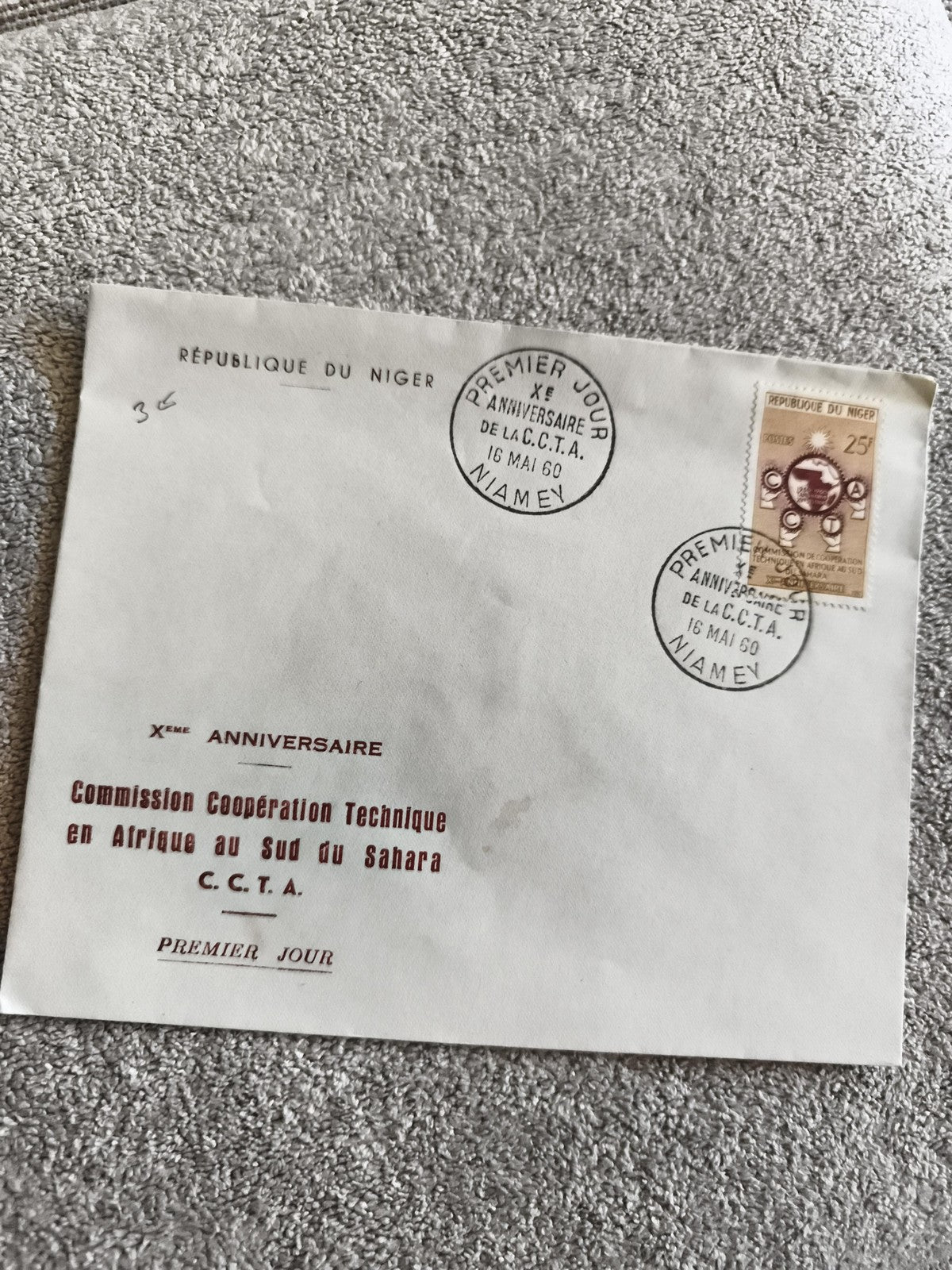 Lettre 1er jour Niger CCTA 1960 Xème anniversaire philatélie Afrique Sahara