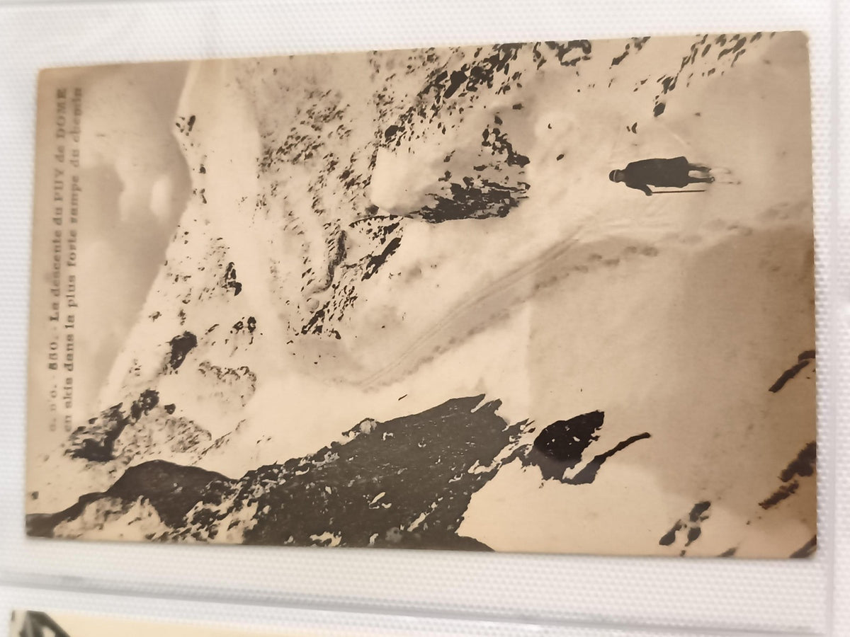 Carte postale ancienne Puy de Dôme ski neige photo vintage montagne