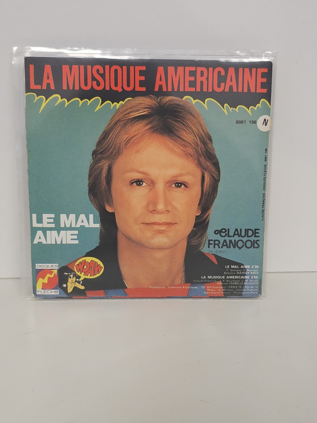 Vinyle ancien 45 tours Claude François Le Mal Aimé rétro collection chanson fran
