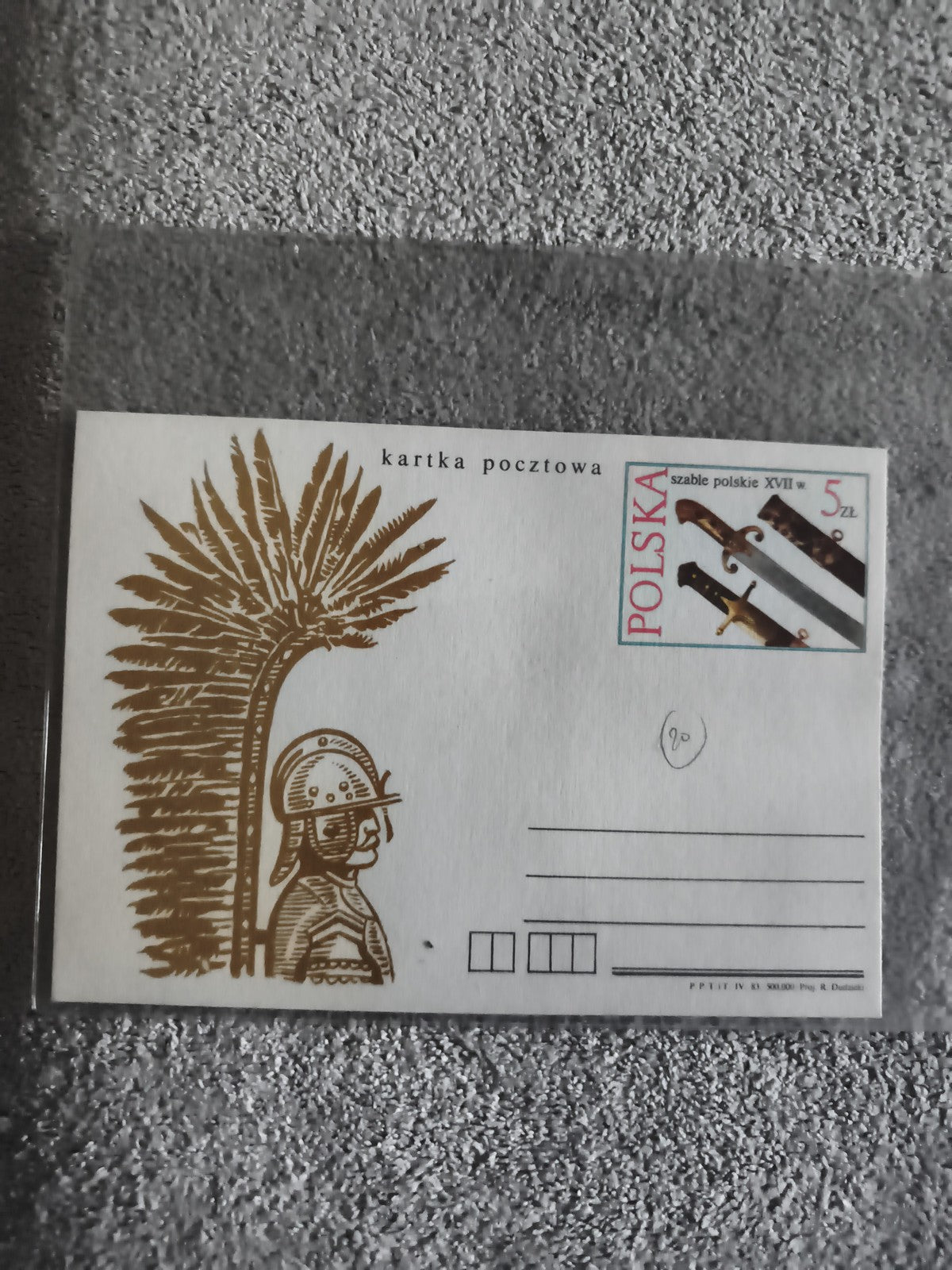 Carte postale Pologne Hussard timbre sabres XVIIe POLSKA philatélie (Ref 27)