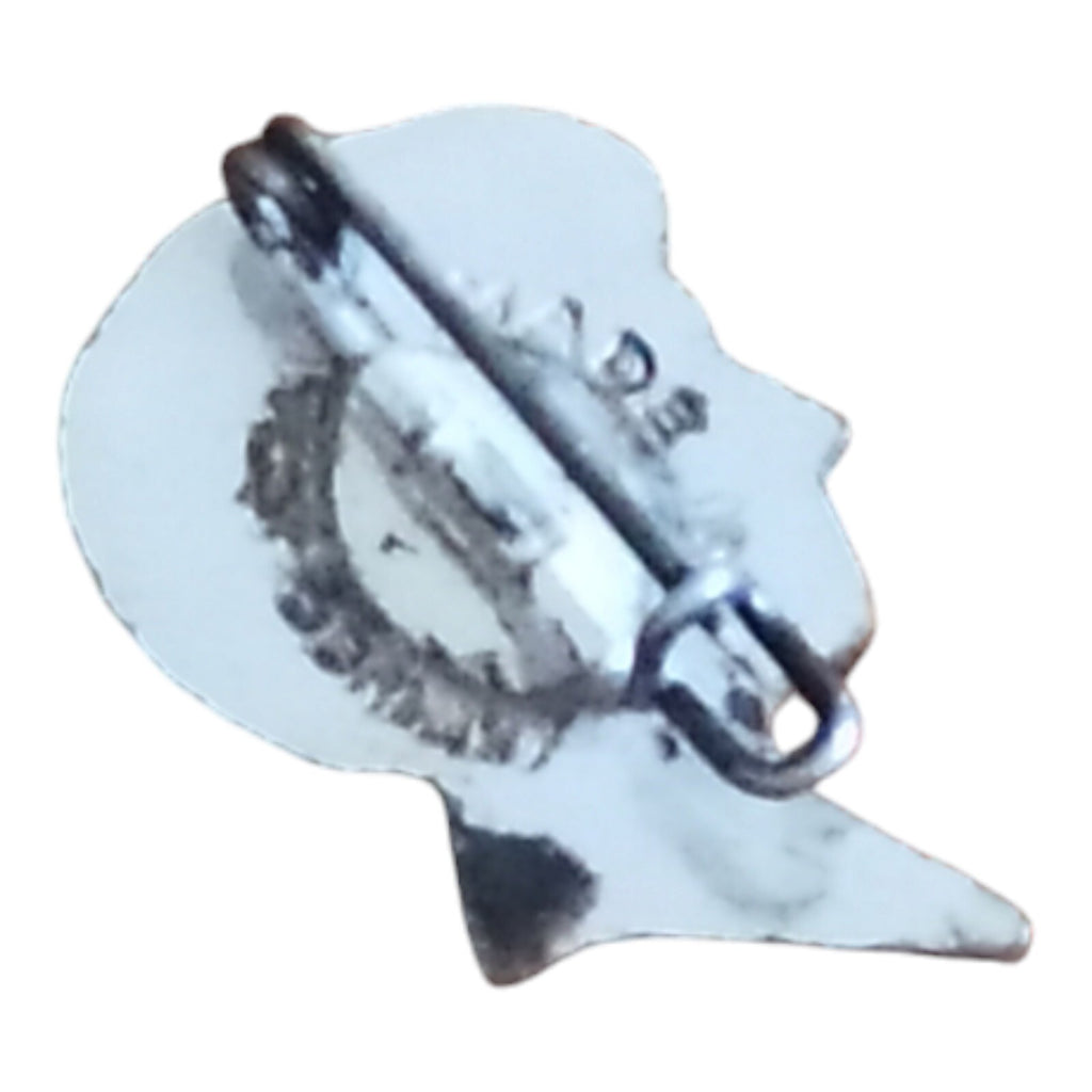 Broche vintage silhouette profil métal doré noir, bijou rétro élégant