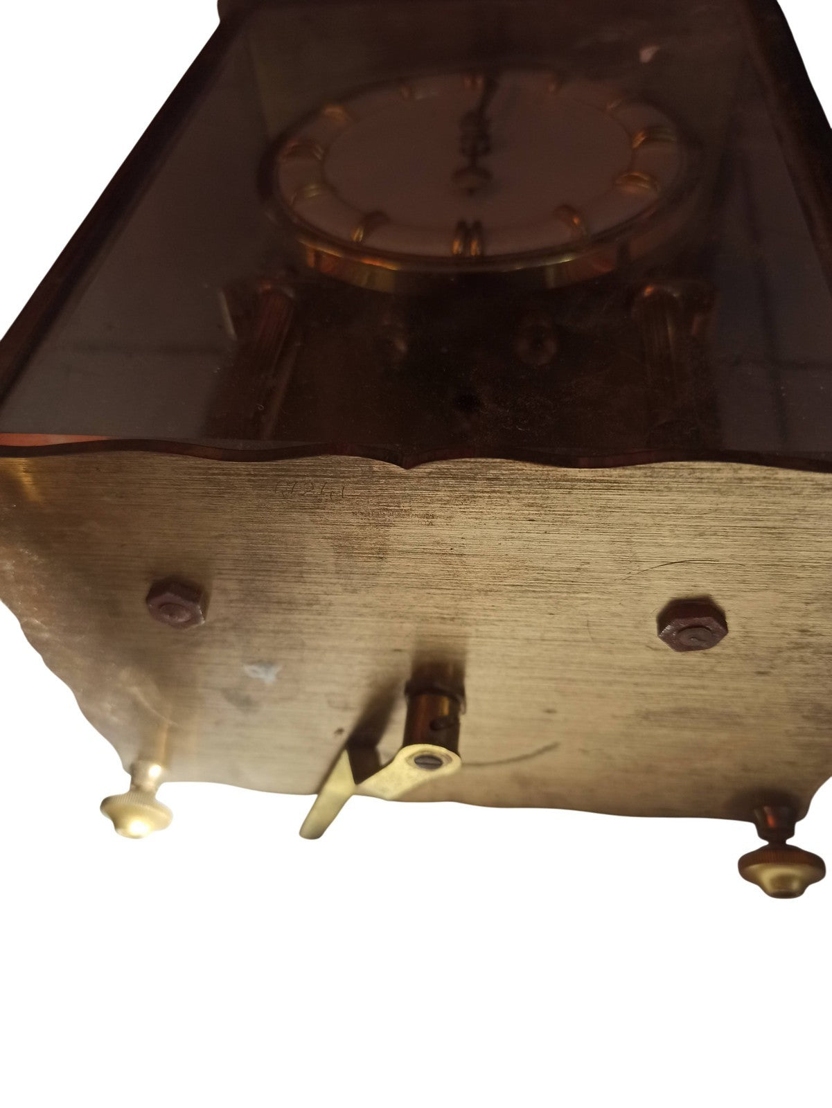 Pendule ancienne vitrine dorée à restaurer style vintage rétro déco horloge