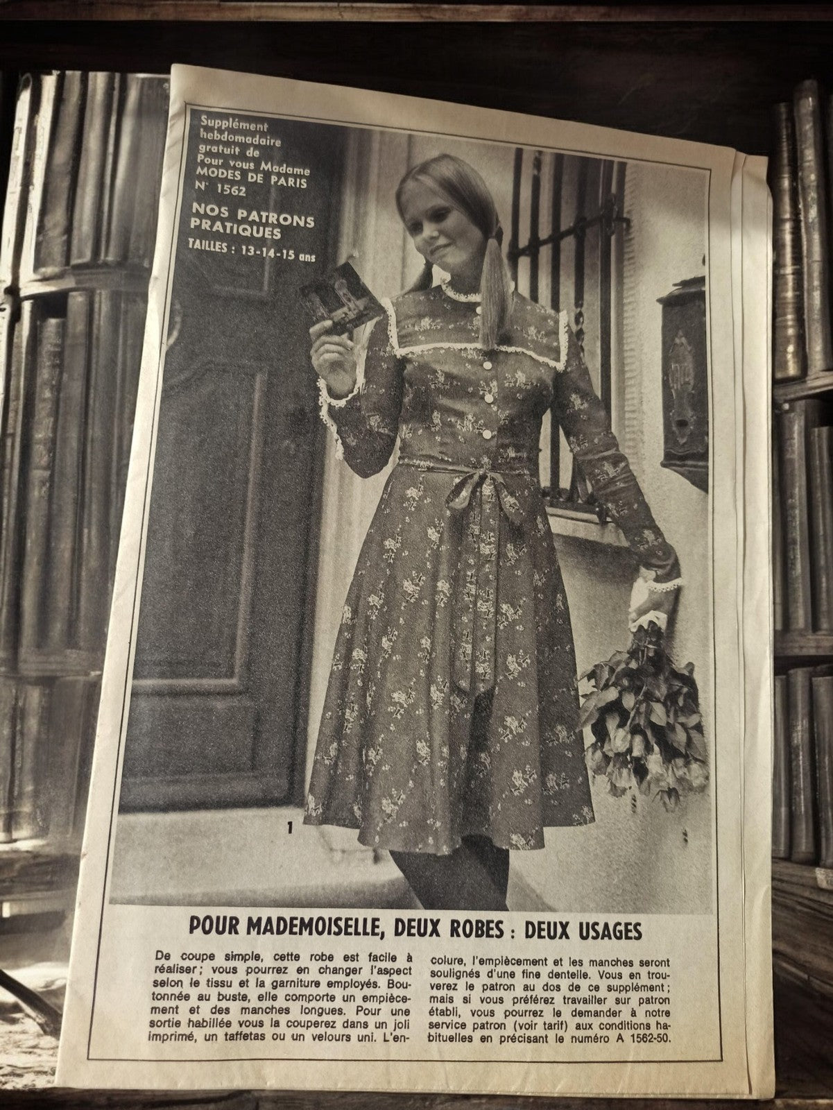 Patron de couture vintage Modes de Paris 1562 robe 60s rétro, ancien modèle