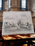 Affiche vintage satire politique française XIXe, caricature Daumier, presse illu