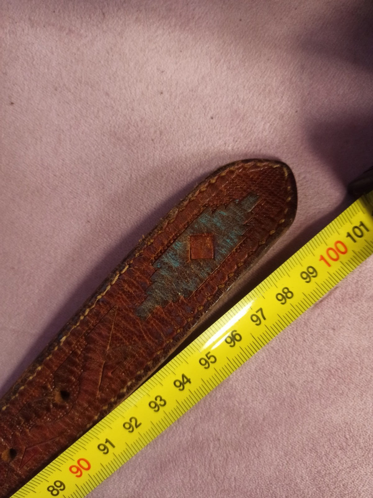 Ceinture Levis vintage cuir brun, boucle gravée rétro, accessoire ancien homme